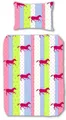 Produktbild: JACK Kinderbettwäsche Renforcé Linon Bettwäsche 2 tlg. 135x200cm Pferde Streifen Punkte Bunt, Renforcé, 2 teilig, aktuell und chic, Baumwolle, Öko-Tex zertifiziert