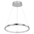 Produktbild: Pendelleuchte Ring silber Hängeleuchte rund LED Lampen Wohnzimmer hängend Modern, aus Metall in nickel-matt opal, 1x LED 19W 900Lm warmweiß, DxH 38,5x120 cm