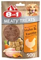 Produktbild: 8in1 Meaty Treats, gefriergetrocknete Hunde Leckerlis mit Huhn & Karotte, getreidefrei und ohne Zucker, 50 g Beutel