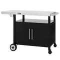 Produktbild: Royal Gourmet Grillwagen mit Klappbarem Seitentisch Grilltisch mit Handtuchgriff, Unterschrank, Grill Trolley mit Edelstahl Tischplatte, Servierwagen mit Rollen