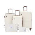 Produktbild: Ascona Gepäck-Set, 5-teilig, Koffer mit Rollen, Hardcase, Reisetasche und Kulturtasche, Handgepäck-Set - Creme/Weiß