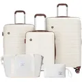 Produktbild: Ascona Gepäck-Set, 5-teilig, Koffer mit Rollen, Hardcase, Reisetasche und Kulturtasche, Handgepäck-Set - Creme/Weiß