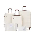 Produktbild: Ascona Gepäck-Set, 5-teilig, Koffer mit Rollen, Hardcase, Reisetasche,Creme/Weiß