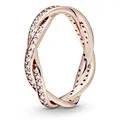 Produktbild: PANDORA Sparkling Twisted Lines Ring in Roségold mit 14 Karat rosévergoldete Metalllegierung und Cubic Zirkonia Timeless Collection, Größe 56