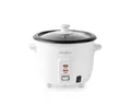 Produktbild: Nedis Reiskocher KARC06WT, 300 W, Single‑Haushalt, 0,6 l, Antihaft, Warmhalten, Dampfeinsatz für Gemüse