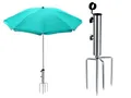 Produktbild: Hitopin Sonnenschirm Schirmständer, Rasendorn Sonnenschirmständer, Sonnenschirmhalter Erdspieß Sonnenschirmhalter, Sonnenschirmständer mit Rasendorn, für Strand Gras Sand Gartenschirm (Silber)