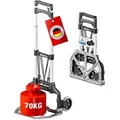 Produktbild: ATHLON TOOLS Aluminium Transportkarre klappbar - extra langer Teleskopgriff 110 cm - Ladefläche mit Anti-Rutsch-Pads - Leichtgängige Räder