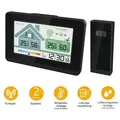 Produktbild: Funk-Wetterstation mit Lüftungsempfehlung 1x Sensor LCD Farb Display Funk-Wetterstation mit Datumsanzeige Digital Schwarz Funkuhr Alarm Snooze