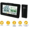 Produktbild: Funk-Wetterstation mit Lüftungsempfehlung 1x Sensor LCD Farb Display Funk-Wetterstation mit Datumsanzeige Digital Schwarz Funkuhr Alarm Snooze Wec... - Schwarz