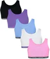 Produktbild: TupTam Mädchen Bustier mit Breiten Trägern 5er Pack, Farbe: Rosa Lila Blau Schwarz Grau, Größe: 146-152