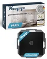 Produktbild: Kopp PARIS Universalschalter beleuchtet in Matt-Schwarz - Lichtschalter-Unterputz mit 10AX Schaltvermögen - Hochwertiger IP20 Schalter mit Steckklemmen - Stilvoller Wechselschalter-Unterputz 250V~