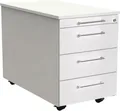 Produktbild: Rollcontainer Toledo, 3 Schubladen, Utensilienauszug, Selbsteinzug, Auszugssperre, Zentralverschluss, B 420 x T 800 mm, weiß 111830
