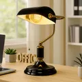 Produktbild: Tischleuchte Bankerlampe Tischleuchte anthrazit Leselampe Retro gold H 34 cm