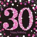 Produktbild: 16 Servietten 30 Happy Birthday Geburtstag Frau pink Glitzer Tischdeko 33x33cm