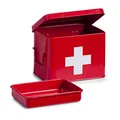 Produktbild: Sir Safety System Zeller 18115 Medizinbox, Metall, rot, ca. 21,5 x 16 x 16 cm, Erste-Hilfe-Kasten, Arznei-Aufbewahrung, Hausapotheke