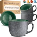 Produktbild: Kaffeetassen 4er Set 350ml – Keramik, Spülmaschinenfest, Grün