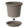 Produktbild: Blumentopf mit Untersetzer 60 cm rund in taupe Topf Gartentopf Kuebel Pflanztopf