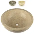 Produktbild: Divero Aufsatz-Waschbecken Bologna Handwaschbecken Waschschale Marmor Natur-Stein poliert rund beige Sand
