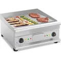 Produktbild: Royal Catering Elektro-Grillplatte - doppelt - 60 cm - glatt & geriffelt - 6.400 W - Silber