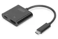 Produktbild: DIGITUS USB Typ-C Multiport Grafik Adapter, USB Type-C zu HDMI + USB C, Ladefunktion, 4K Ultra HD 60Hz, Kunststoff, Schwarz