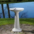 Produktbild: Vogelbad mit Säule Vogeltränke Steinfigur 76 cm 47 kg Weißbeton frostsicher