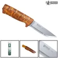 Produktbild: Helle Eggen H3LS Jagdmesser Bushcraft Messer mit Lederscheide Birkenholzgriff