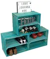 Produktbild: Kistenkolli Altes Land 3er Set Weinkisten Johanna Türkis Längs Regalkiste Schuhregal Obstkisten Holzkisten