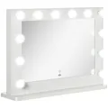 Produktbild: HOMCOM Hollywood Spiegel mit Beleuchtung, Schminkspiegel mit Touchschalter, Kosmetikspiegel mit 12 Dimmbare LED Lampen, 80 x 60 cm Make Up Spiegel mit Memoryfunktion, Weiß