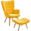 Produktbild: HOMCOM Ohrensessel mit Hocker Kord Orange 72L x 80B x 101H cm