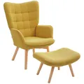 Produktbild: HOMCOM Ohrensessel mit Hocker Sessel Loungesessel mit Cord-Optik, Modern Relaxsessel, Armlehnensessel Lesesessel für Wohnzimmer, Schlafzimmer, Orange