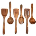 Produktbild: Holzlöffel zum Kochen, Holz-Kochutensilien, 6-teiliges Küchenutensilien-Set, Holzutensilien zum Kochen, 100% natürliches Teakholz, Holzspatel zum Kochen