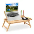 Produktbild: Relaxdays Laptoptisch für Bett & Couch, klappbarer Betttisch, HBT: 17,5x62x34 cm, Bambus, Natur