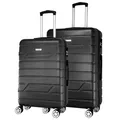 Produktbild: NOWI Bergamo Reisekoffer - Wasserabweisend, 8 Rollen 360° Drehbar, Teleskopgestänge, Voll gefütterter Innenraum (schwarz, Set 2tl.)