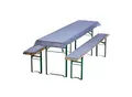Produktbild: NYVI Bierbankauflagen Set NYVIGala 3 teilig - Auflagen für Bierzeltgarnitur - Tischdecke für Biertisch & Sitzpolster für Bierbänke Größe:240x90 cm;Farbe:Blau Kariert