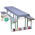 Produktbild: NYVI Bierbankauflagen Set NYVIGala 240x90 cm Blau Kariert - 1x Tischdecke für 220x70 cm Biertische & 2X Gepolsterte Auflage für 220x25 cm Bierbänke - Sitzauflage für Bierzeltgarnitur