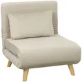 Produktbild: Homcom Schlafsessel,, Beige, Holz, Echtholz,Kautschukholz, 1-Sitzer, Füllung: Polyester, 78x79x72 cm, Wohnzimmer, Sessel, Schlafsessel