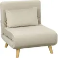 Produktbild: Homcom - 3 In 1 Schlafsessel, Schlafsofa Mit Bettfunktion, Lendenkissen, Klappbarer Relaxsessel Mit Verstellbarer Rückenlehne Liegestuhl In Samtoptik, Für Wohnzimmer, Beige