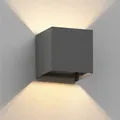 Produktbild: ledscom.de Wandleuchte CUBEL für außen, anthrazit, IP65, Up & Downlight, quadratisch + LED Lampe max. 485lm, warmweiß