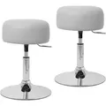 Produktbild: ML-Design Schminkhocker 2er Set, Hellgrau, verchromter Stahl, Ø33 cm, höhenverstellbar (52–65 cm), drehbar, Polsterhocker mit Kunstlederbezug &