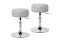 Produktbild: ML-DESIGN Hocker Schminkhocker ergonomisch mit Kunstleder-Bezug aus verchromtem Stahl (2 St), Sitzhocker höhenverstellbar Hellgrau Polsterhocker Drehhocker