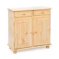 Produktbild: Inter Link – Landhausstil Kommode – Sideboard – Sideboard Buffet – Landhausstil – Beistellschrank - Kiefer massiv – 2 Türen – 2 Schubladen – Natur lackiert - Pamina