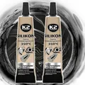 Produktbild: 2x K2 Silikon 21g Dichtmasse Silikondichtmasse Hochtemperatur Schwarz 350C