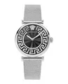 Produktbild: Versace Greca Chic Collection Luxus-Damenuhr mit silbernem Armband und schwarzem Zifferblatt, Schwarz, OS, Versace | Greca Chic, Schwarz, OS, Versace | Greca Chic, Schwarz, OS, Versace | Greca Chic