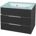 Produktbild: Fackelmann KARA Badmöbel Set 2-teilig 80cm, Anthrazit, Glas Mint, 2 Schubladen