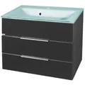 Produktbild: Fackelmann KARA Badmöbel Set 2-teilig 80cm, Anthrazit, Glas Mint, 2 Schubladen