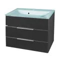 Produktbild: FACKELMANN KARA Badmöbel Set 2 Teile 80cm Glas Waschbecken mit Unterschrank