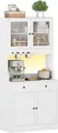 Produktbild: MSMASK Küchenbuffet Küchenschrank, Buffetschrank Hochschrank mit Schublade und LED, Weiß