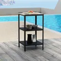 Produktbild: casa.pro Outdoor Standregal Bolognano Schwarz/Silber matt Gartenregal für Grill und Camping 92 x 50 x 50 cm für Drinnen und Draußen mit 3 Ablagen
