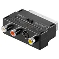Produktbild: Scartstecker Adapter Kupplung IN OUT Umschalter 3xCinch 4 pol. mini DIN zu Scart