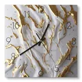 Produktbild: DEQORI Glasuhr | 30x30 cm | Motiv Goldene Fließkraft | ausgefallene leise Design Uhr aus Glas | Wanduhr für Wohnzimmer & Küche | moderne Hingucker Uhr für die Wand